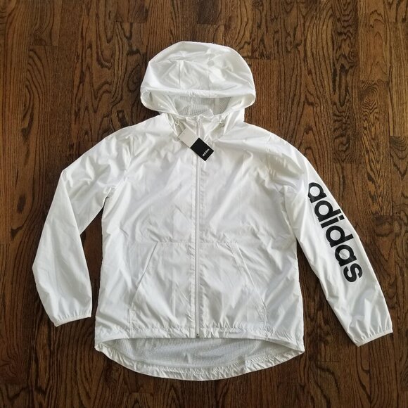 NWT Adidas Women's Windbreaker White Jacket Size Large - Picture 2 of 8